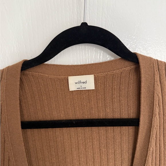 Ribbed Brown Cardigan Sweater - Picture 2 of 4